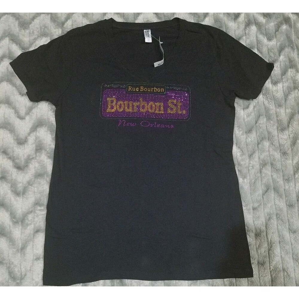 Rue Bourbon St New Orleans Kiss NY Black 3XL Womens T Shirt NWT
